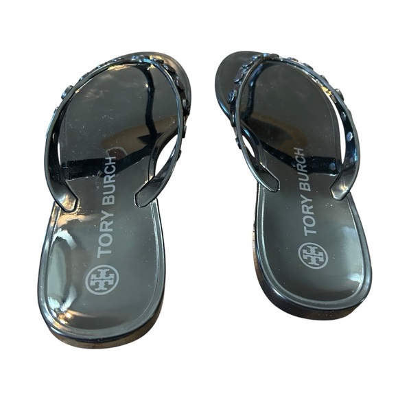 Tory Burch Studded Jelly Thong Sandals Perfect Black NEW 6 - Picture 4 of 10